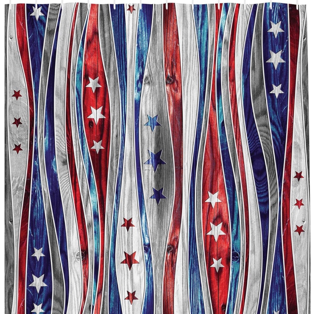 Digital American Flag Colored Wood Stripes With 12 Hooks 69" Wx75" L